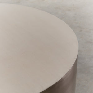 Brushed steel circular plinth - HIRE ONLY
