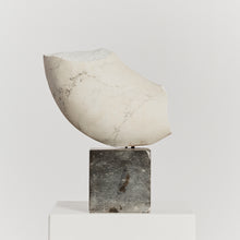 Load image into Gallery viewer, Curved Carrara marble form on grey stone plinth - HIRE ONLY
