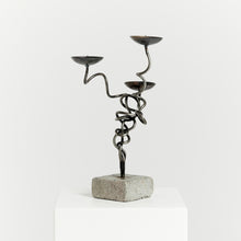 Load image into Gallery viewer, Brutalist wire candelabra with concrete base
