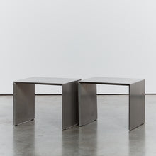 Load image into Gallery viewer, Pair of bent stainless steel tables
