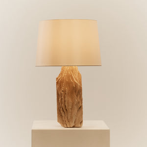 Raw edge stone table lamp
