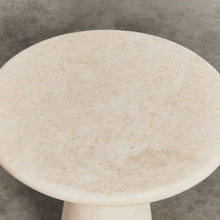 Load image into Gallery viewer, Round travertine side table with conical base - HIRE ONLY
