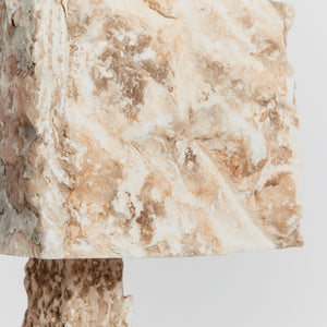 Raw alabaster pedestal lamp