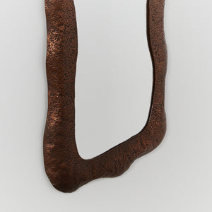 Brutalist hammered copper mirror by Angelo Bragalini