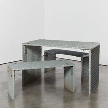 Load image into Gallery viewer, Galvanised metal outdoor table and benches
