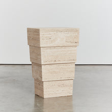 Load image into Gallery viewer, Unfilled travertine stepped plinth
