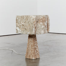 Load image into Gallery viewer, Raw alabaster pedestal lamp
