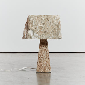 Raw alabaster pedestal lamp