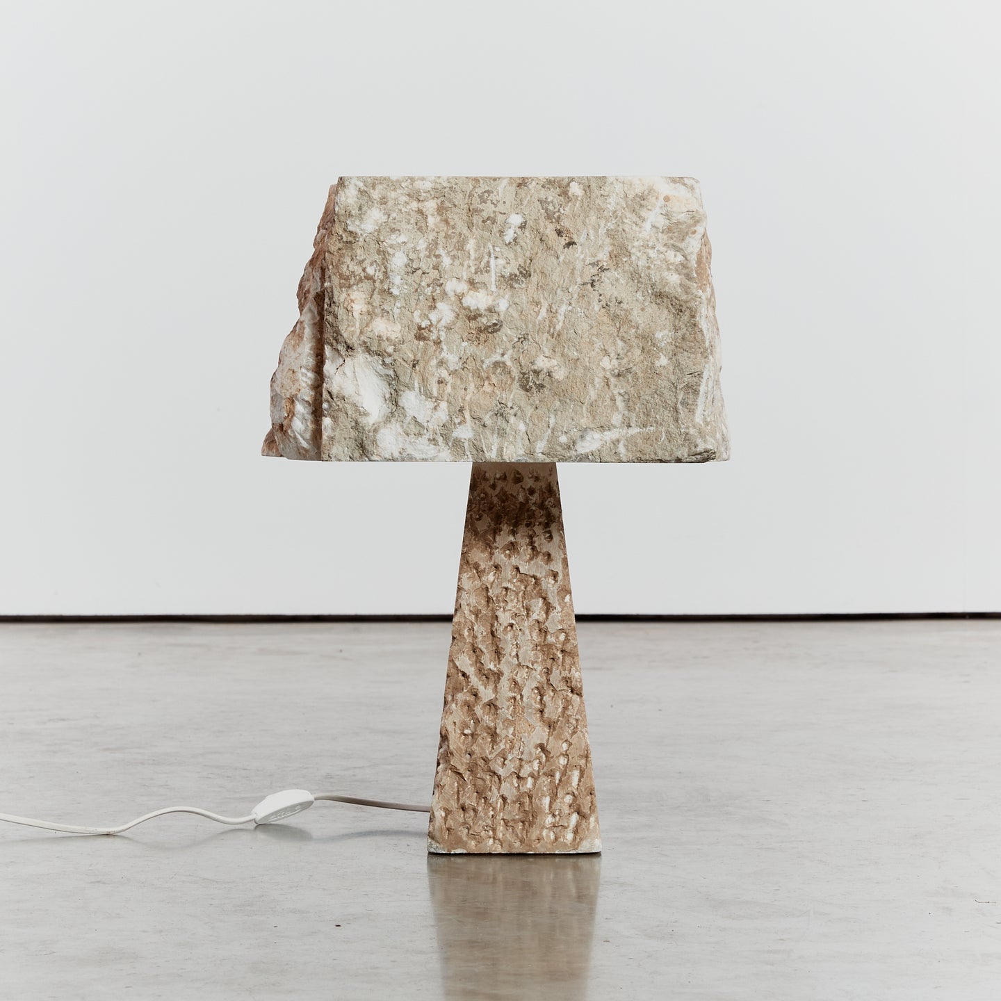 Raw alabaster pedestal lamp