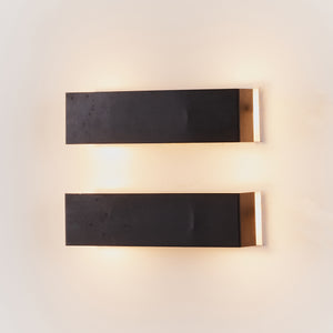 Pair of dark grey steel rectangle sconces