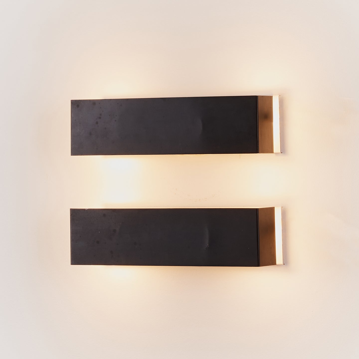 Pair of dark grey steel rectangle sconces