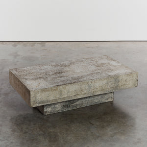 Concrete outdoor table and sculptural stools