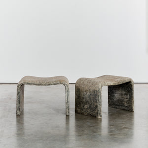 Concrete outdoor table and sculptural stools