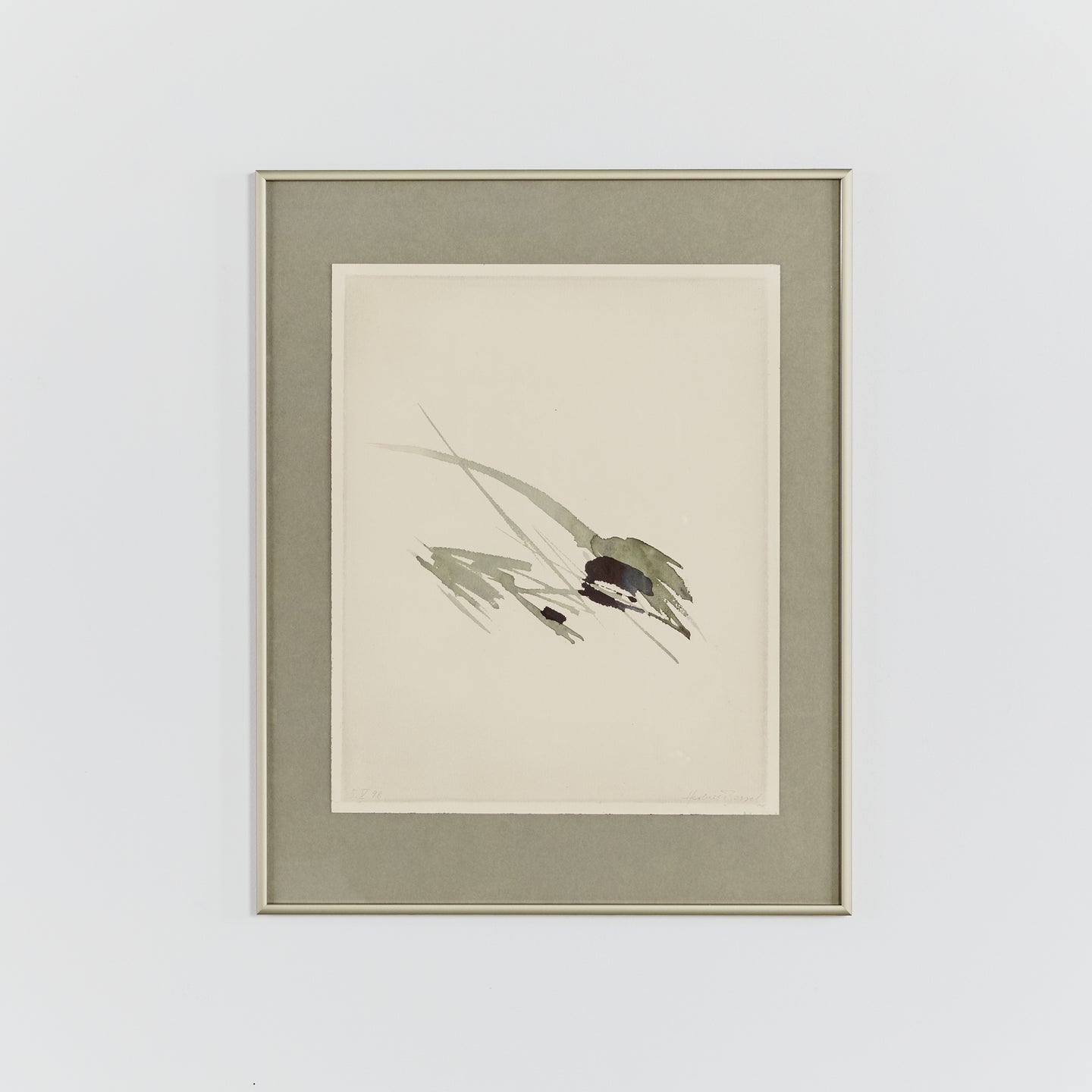 Numbered print by Herbert Bessel in green steel frame