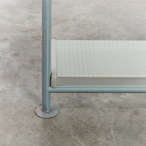 Reinforced glass shelves with steel frame