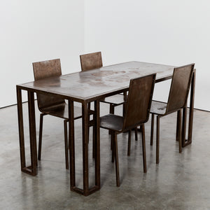 French patinated steel dining set