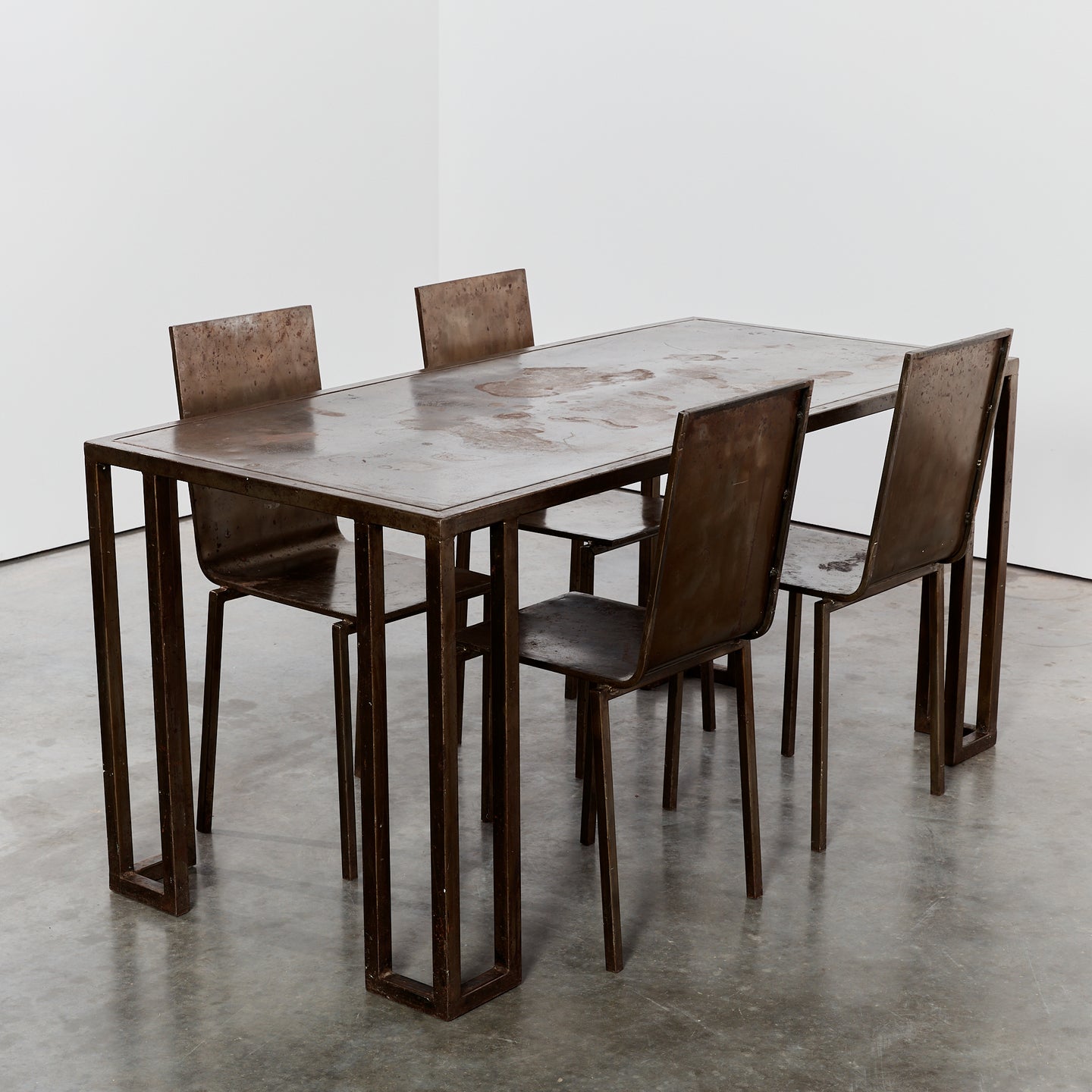 French patinated steel dining set