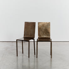 Load image into Gallery viewer, French patinated steel dining chairs
