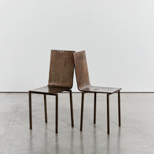 Load image into Gallery viewer, French patinated steel dining chairs
