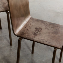 Load image into Gallery viewer, French patinated steel dining chairs
