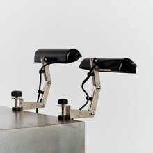 Load image into Gallery viewer, Pair of black steel clip-on desk lights
