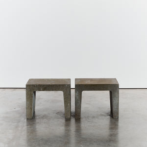 Pair of brutalist concrete side tables - ON HOLD