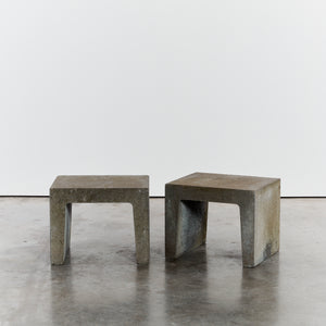 Pair of brutalist concrete side tables - ON HOLD