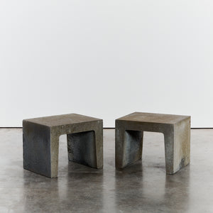 Pair of brutalist concrete side tables - ON HOLD