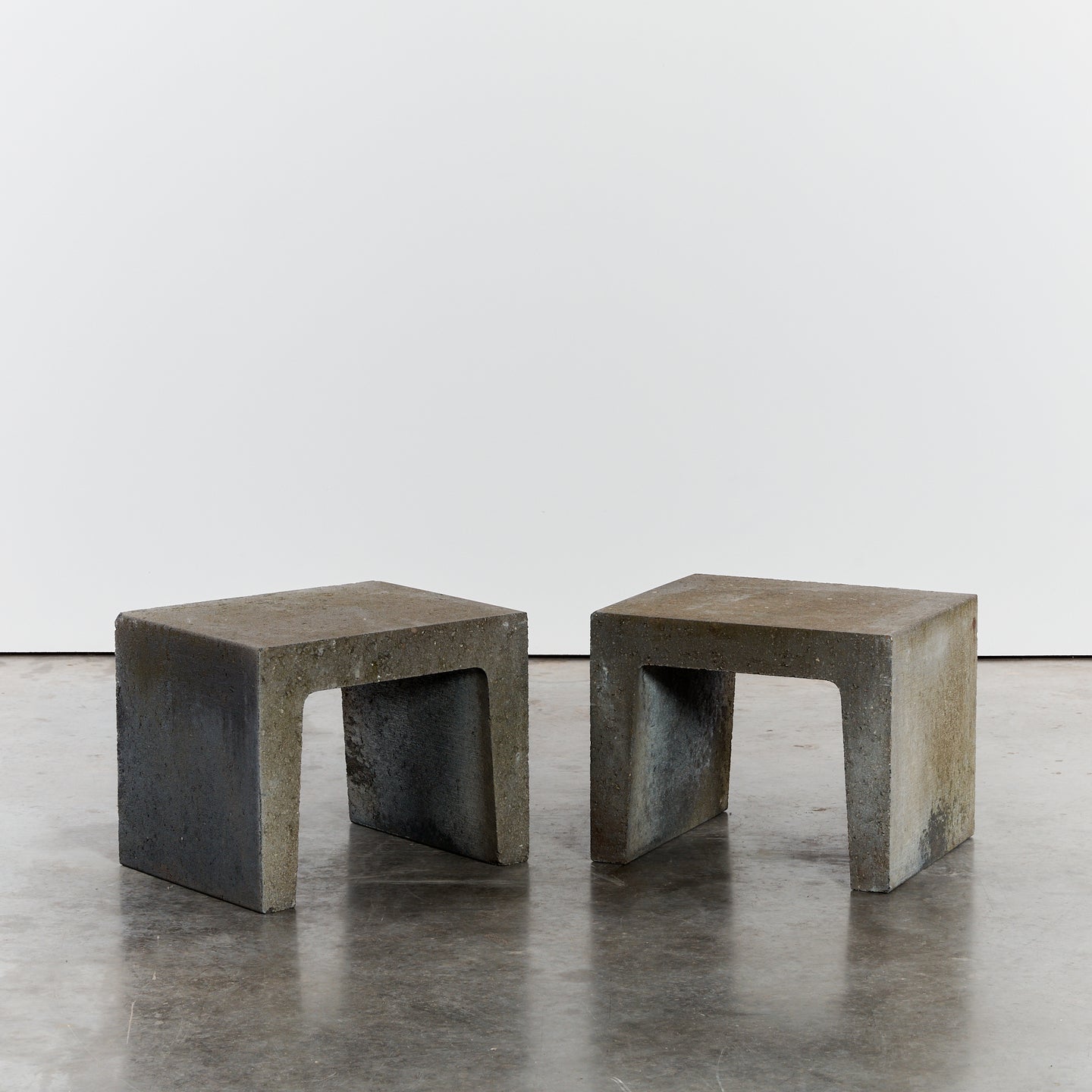 Pair of brutalist concrete side tables