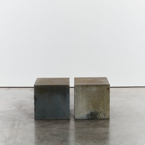 Pair of brutalist concrete side tables - ON HOLD