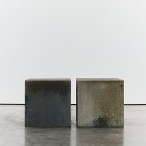 Pair of brutalist concrete side tables - ON HOLD