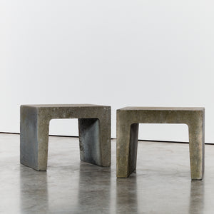 Pair of brutalist concrete side tables