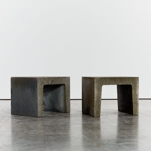 Pair of brutalist concrete side tables