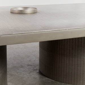 Artist-made reeded steel coffee table