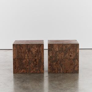 Cork and steel cube tables