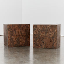 Load image into Gallery viewer, Cork and steel cube tables
