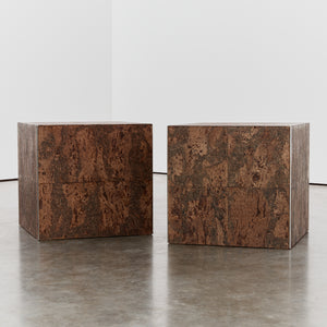 Cork and steel cube tables