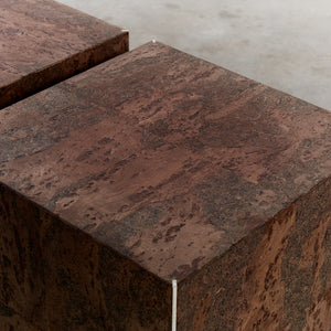 Cork and steel cube tables