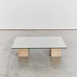 Postmodern stone cube coffee table