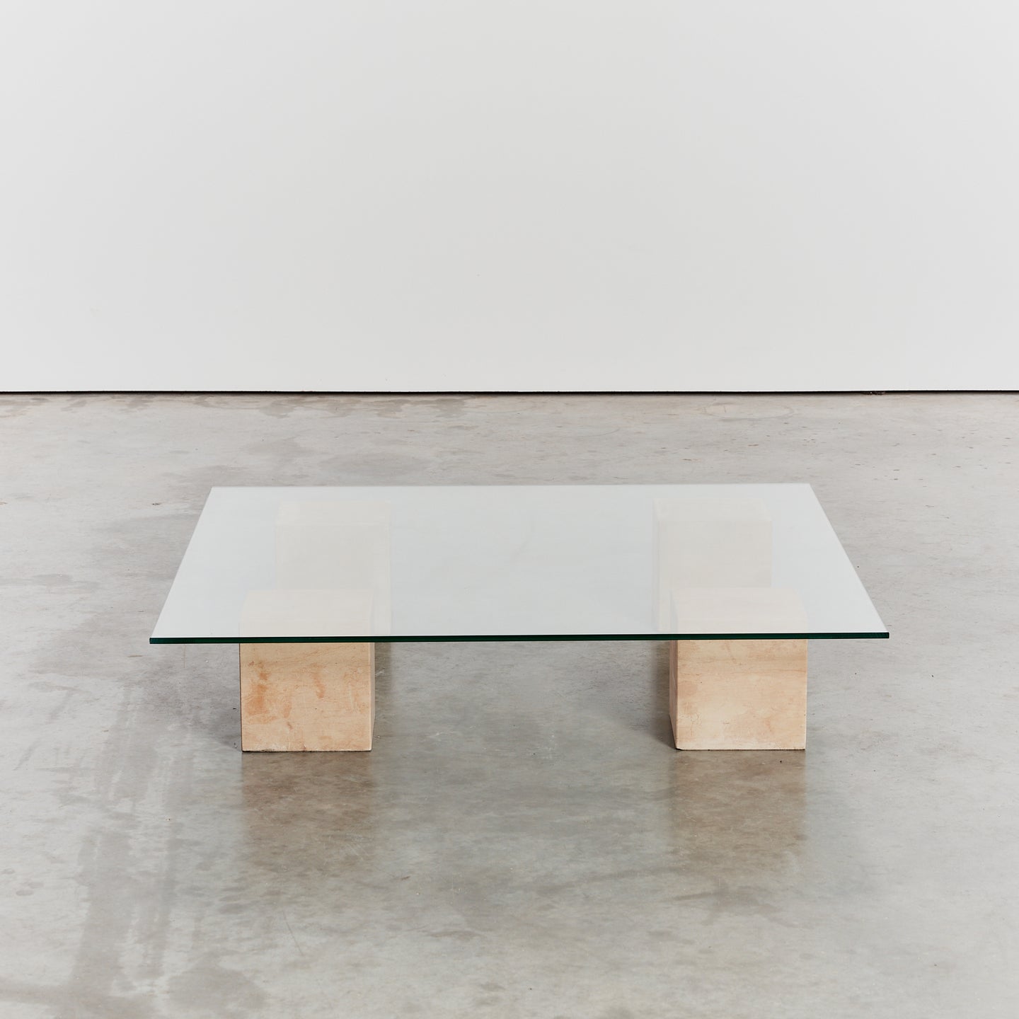 Postmodern stone cube coffee table