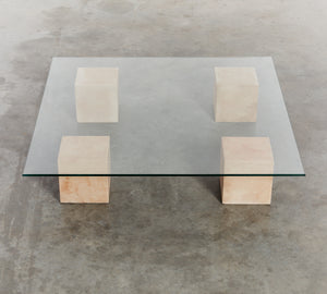 Postmodern stone cube coffee table