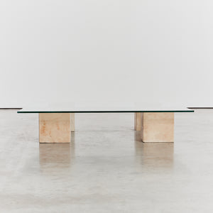 Postmodern stone cube coffee table