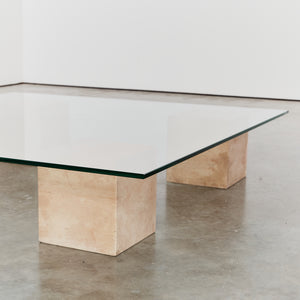 Postmodern stone cube coffee table