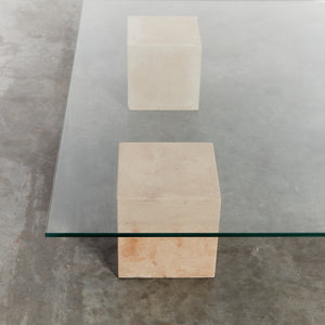 Postmodern stone cube coffee table