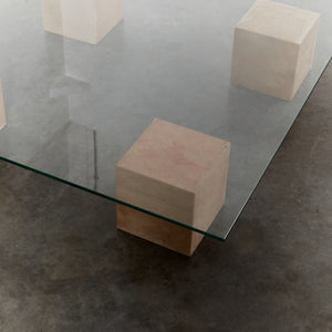 Postmodern stone cube coffee table