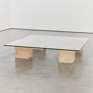 Postmodern stone cube coffee table