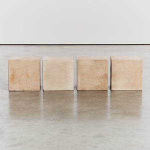 Postmodern stone cube coffee table