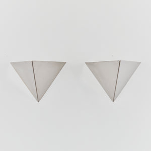 Pair of triangular steel sconces