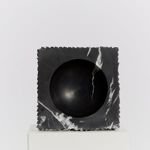 Chiselled raw edge slab bowl in black