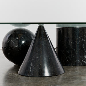 Trio of XXL sculptural marble pieces coffee table